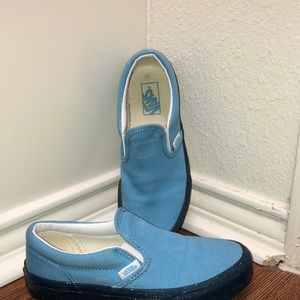 Light Blue Vans Slip-ons with Sparkly Blue Soles